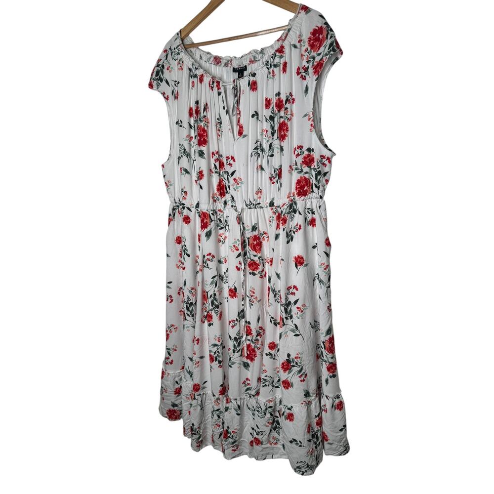 Torrid  🌹White Floral Midi Dress w/ red roses 🌹